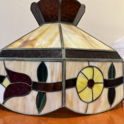 Vintage Stained Leaded Glass Shade 12”H Approximately 17”L