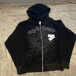 Sp5der Black Zipper Hoodie 
