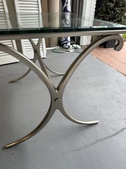 Table Glass Top, Modern X Shape Design End table