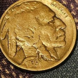 Buffalo Nickle With Gold Dot