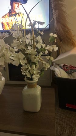 Ceramic Vase with Faux Floral Arrangement
