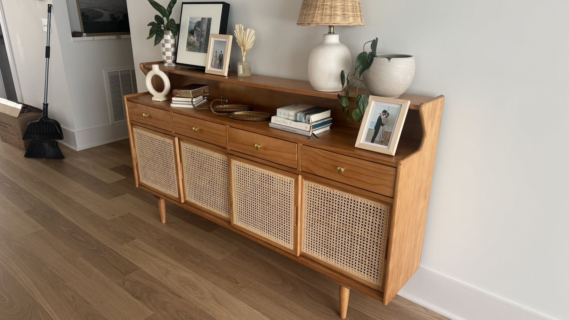 Beautiful Mid-Century Modern Cane-Front Cabinet / Sideboard