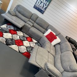 Alejandro gray reclining sectional now $1599. Easy finance option. Same day delivery.