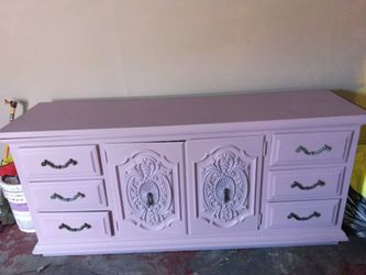Purple wood 9 drawer dresser
