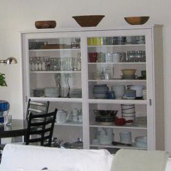 Ikea Hemnes Cabinet with Glass Doors, White