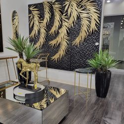 3 Pc Black & Gold Metal Wall Accent
