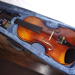 New Mendini by Cecilio MV500 Flamed 1-Piece Back Solid Wood Violin

