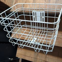 Large bicycle basket handlebar wire beach cruiser white basket
