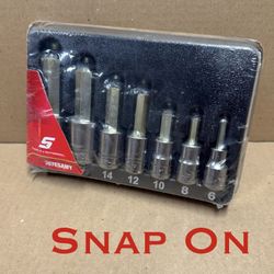 Snap On 7 pc 1/2" Drive METRIC  Hex Bit Standard Socket Driver Set ((( $250 ))) ❗️New❗️