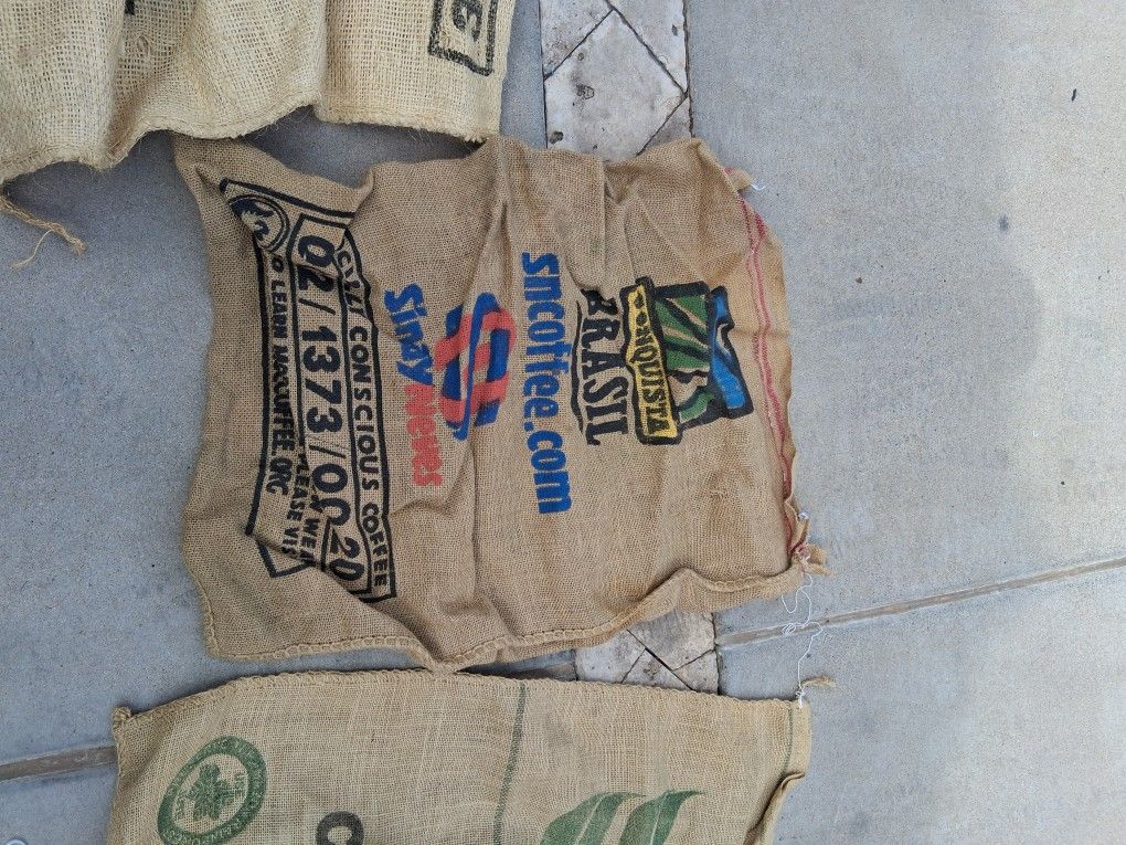 Vintage burlock bags for coffee beans.