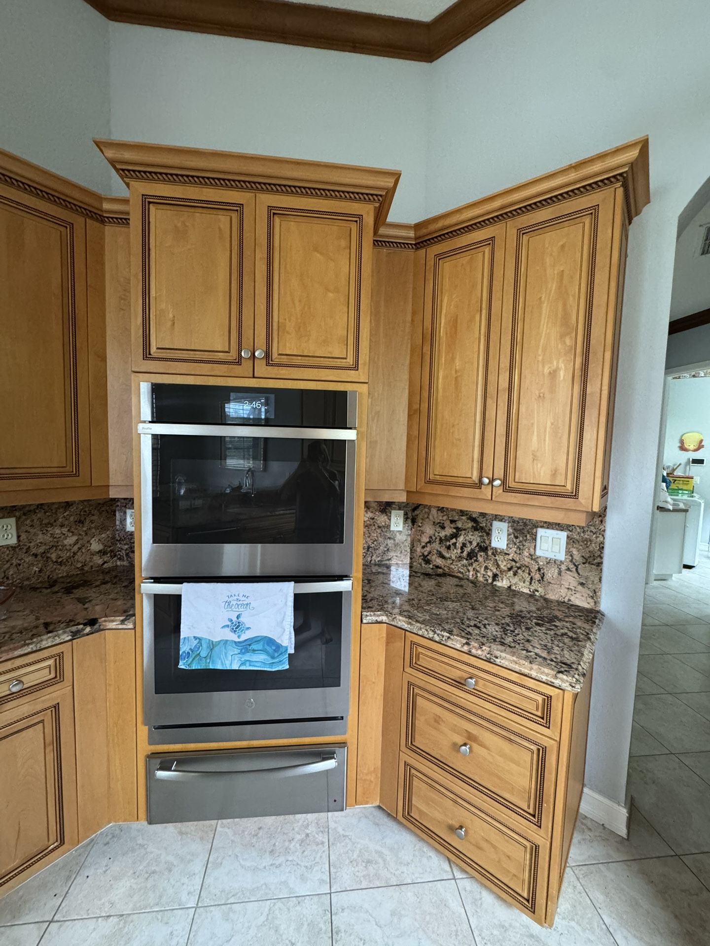 Double Oven kitchen Cabinet With Warming Oven Included
