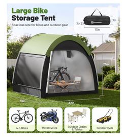 Portable tent bike storage