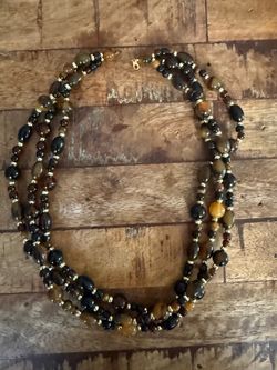 Multi-Strand resin-Stone Bead Necklace