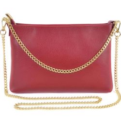 Brandnew Italian Genuine Leather Handbag for Women Clutch Evening Bag Gold Chain Strap Shoulder Bag