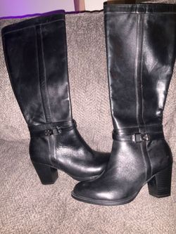 Black leather boots