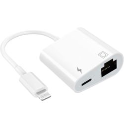 Adaptador Lightning a Ethernet, [certificado Apple MFi] Adaptador de red LAN Ethernet RJ45 2 en 1 con puerto de carga compatible con iPhone/iPad/iPod,