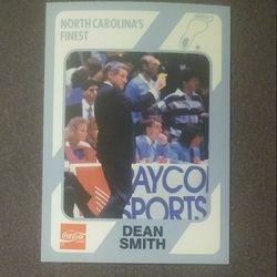 1989-90 Collegiate Dean Smith Coach North Carolina's Finest Tar Heels #3 Coca-Cola Basketball Card Vintage Collectible NCAA