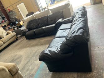 Black leather living room set