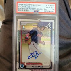 RARE Mario Baez 2024 Bowman Chrome Autograph/150 Mojo Refractor Atlanta Braves Hottest Prospect 