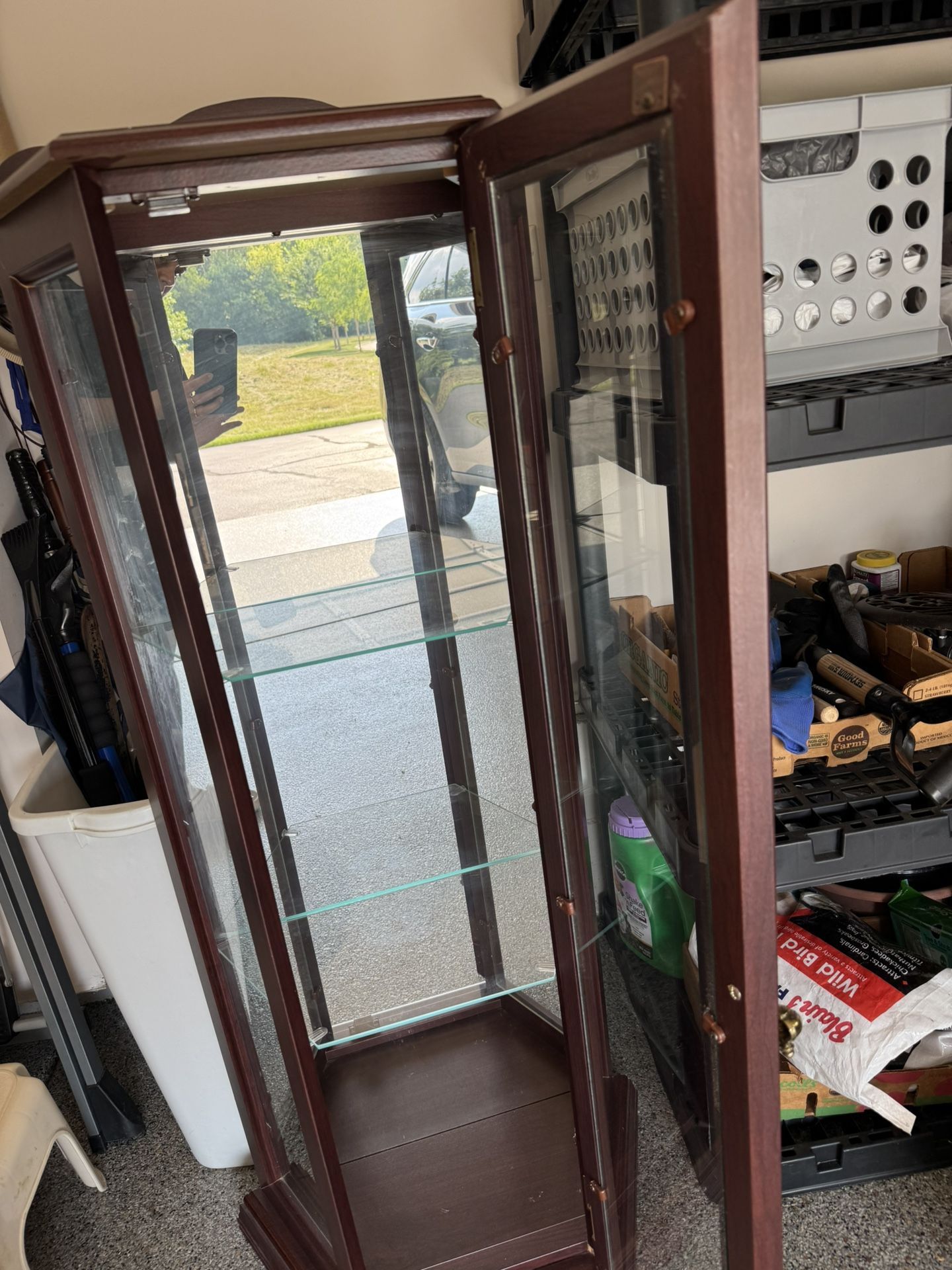 Wood Curio Cabinet With Glass Shelves