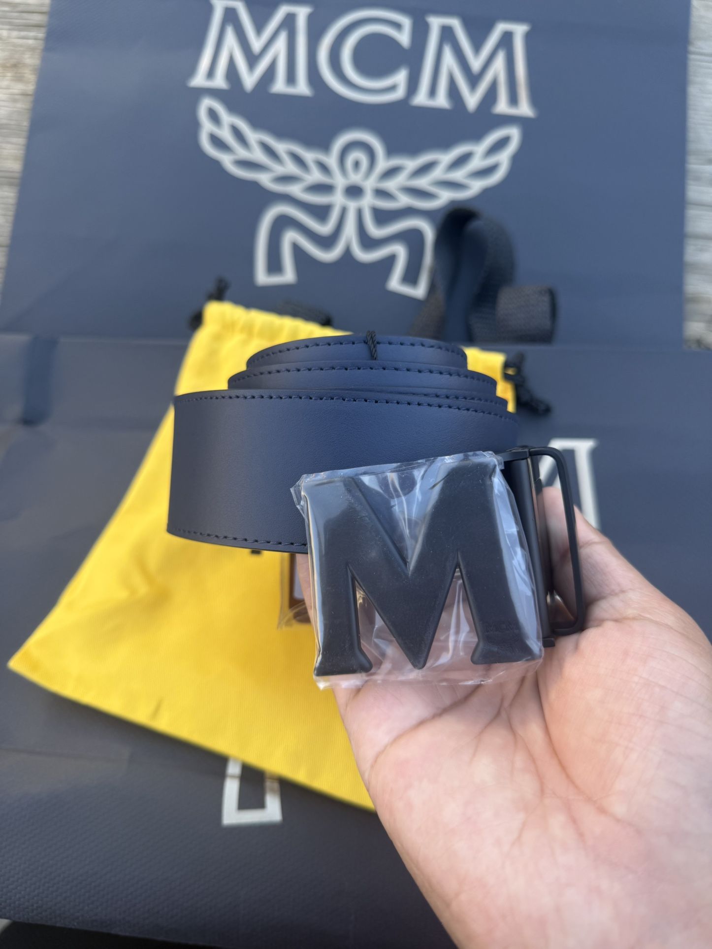 Black Buckle Red MCM Belt FIRM