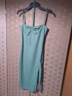 Shein Leaf Green Spaghetti Strap Dress