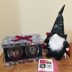 Halloween Wine Glass Set Coasters & Party Decor Bundle - All New!