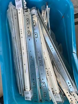 Bin full of Various Assorted Drawer Slides - Free
