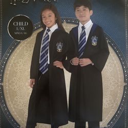 Harry Potter Ravenclaw Black Robe And Blue Tie With Logo