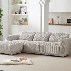 Sectional Sofa Couch,Sectional Couches for Living Room,Modular Sectional Sofa,Cloud Couch,L Shaped Couch with Removable Ottomans.(3seat+1 Ottoman,Beig