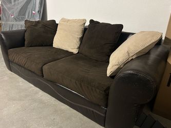 Leather and microfiber couch