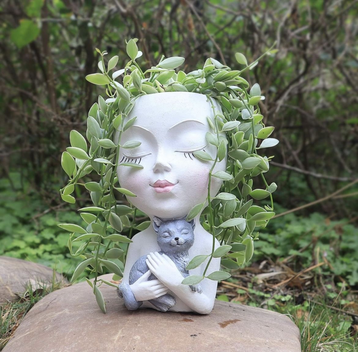 π± NEW!! Cute Lady Hugging a Cat - Plant Pot