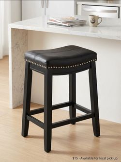Black Faux Leather Counter Stool / Barstool