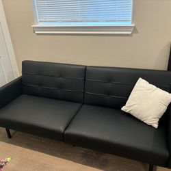Black Leather Futon/Loveseat