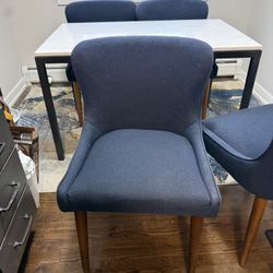 Blue Upholstered Dining Room Chairs (4)