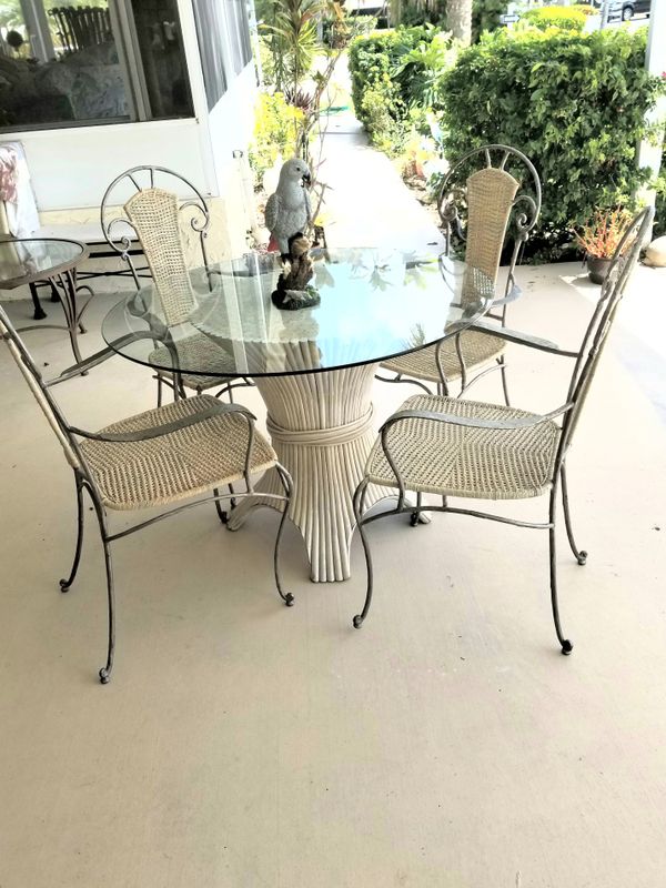 Patio Or Dinette Set Metal Wicker Chairs Gl Top Naples For Patio Or Dinette Set Metal Wicker Chairs Gl Top Naples For In Fl Offerup