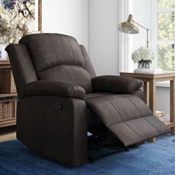 Lifestyle Solutions Reynolds Manual Recliner Faux Suede, Espresso