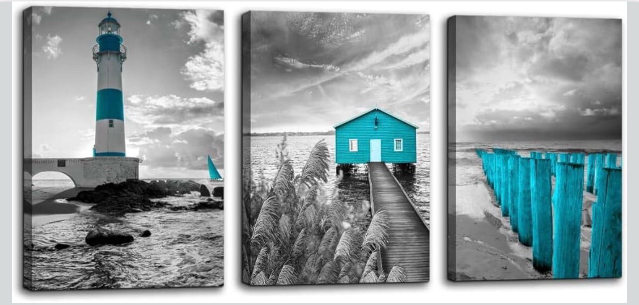 Beach Coastal Canvas Wall Art 12x16 3 pcs