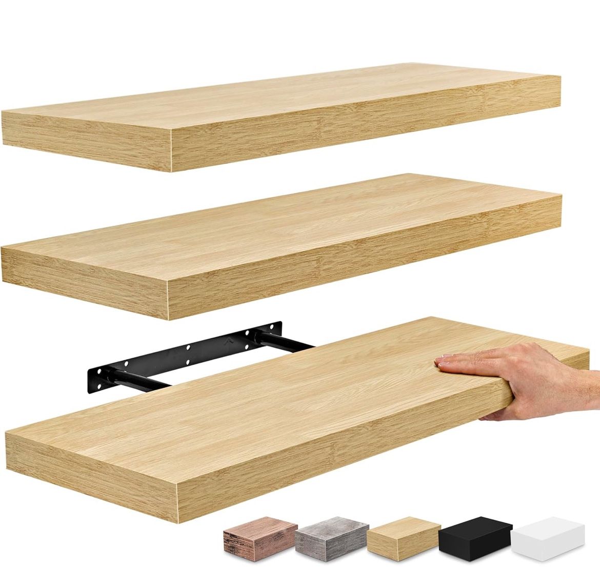 Sorbus 3pk Wall Décor Mounted 24" Floating Shelves - Maple Wood