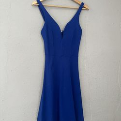 Small, Royal Blue, Plunging V-neck Dress