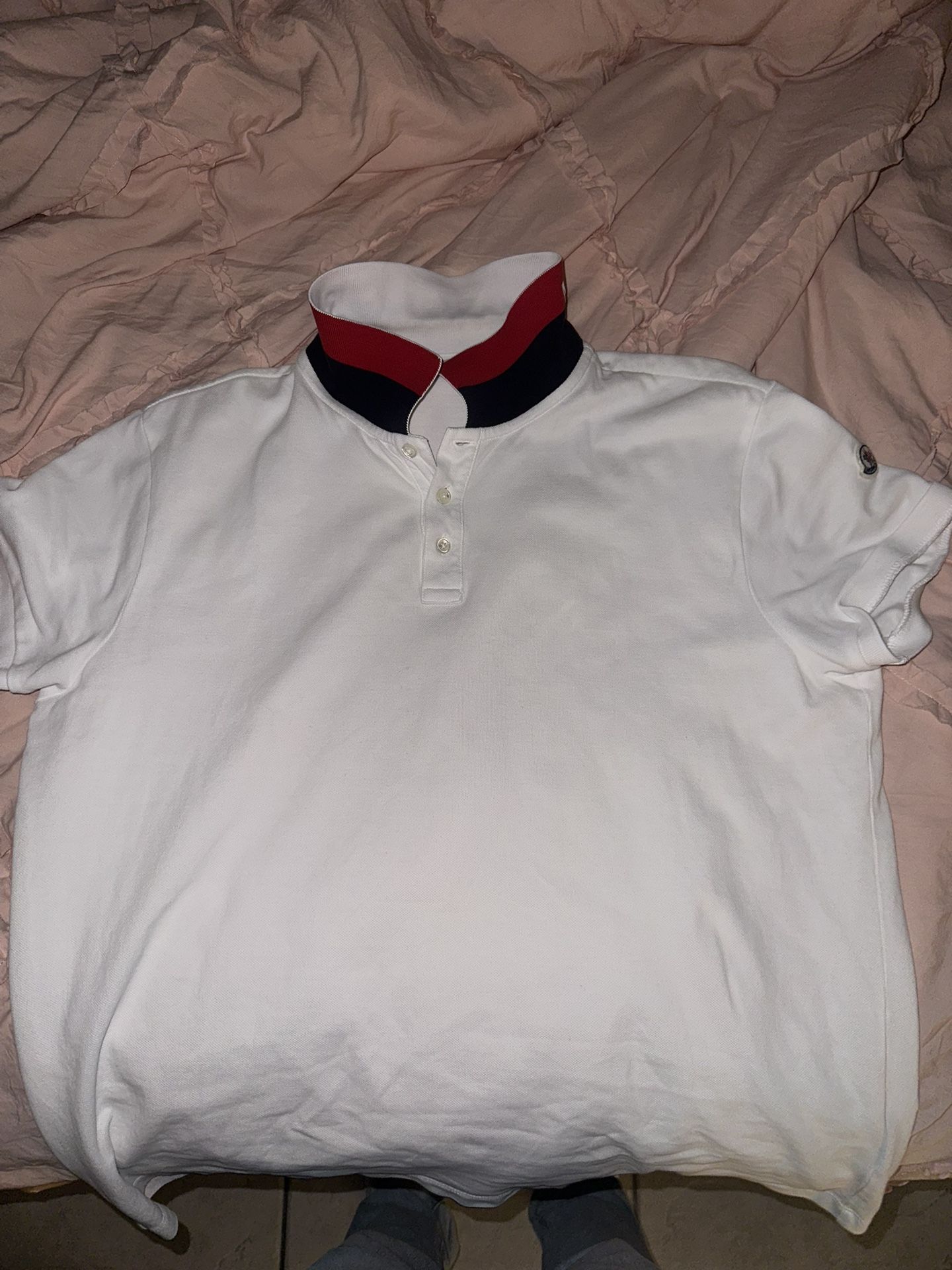 Moncler White Polo Logo Shirt 