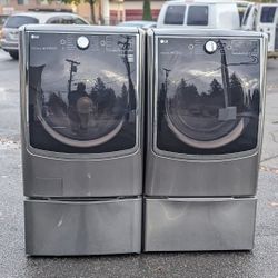 LG - SIGNATURE 5.8 Cu. Ft. High-Efficiency Smart Front Load Washer And 9.0 Cuft Electric Dryer. 30 Days Warranty.