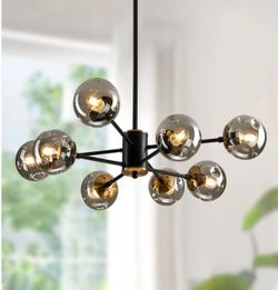 Sputnik Chandelier with Smoked Glass Globe Shades