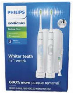 Philips Sonicare Optimal Clean Rechargeable Electric Toothbrush, 2-pack=