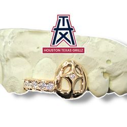 2 Pc Silver Grillz Gold Plated With CZ