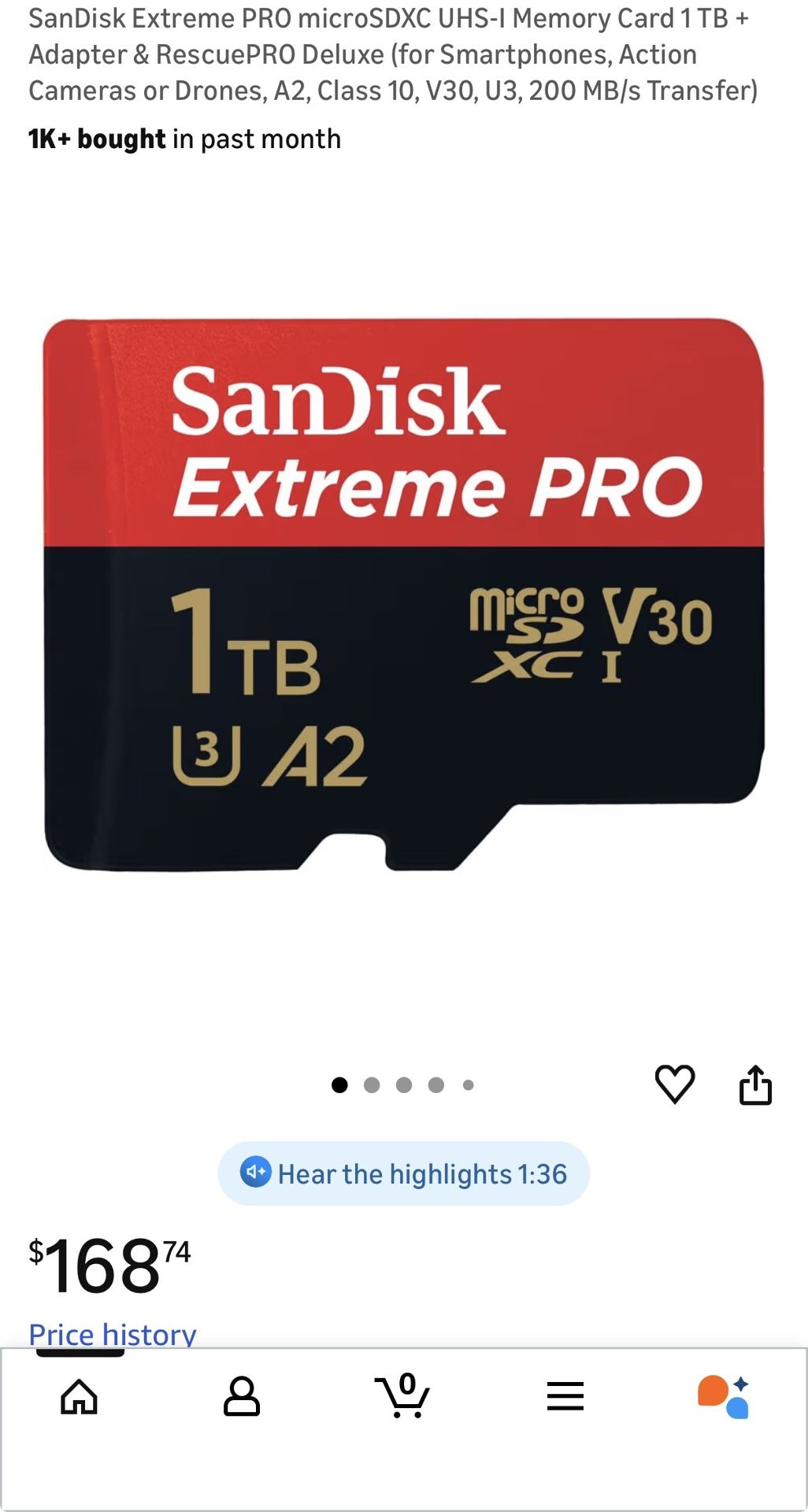 1TB SanDisk Extreme Pro micro SD Card