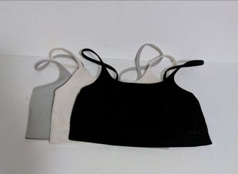 Danskin Sports Bras 3 Pack Ribbed Bralette Black Cream Gray