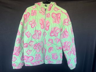 Target Wild Fable Hooded Quilted Jacket - Women's Size Small - Mint Floral
