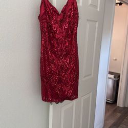 Red Sequins Homecoming Dress