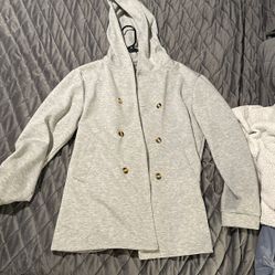 Gray Men’s Peacoat Style Hoodie 